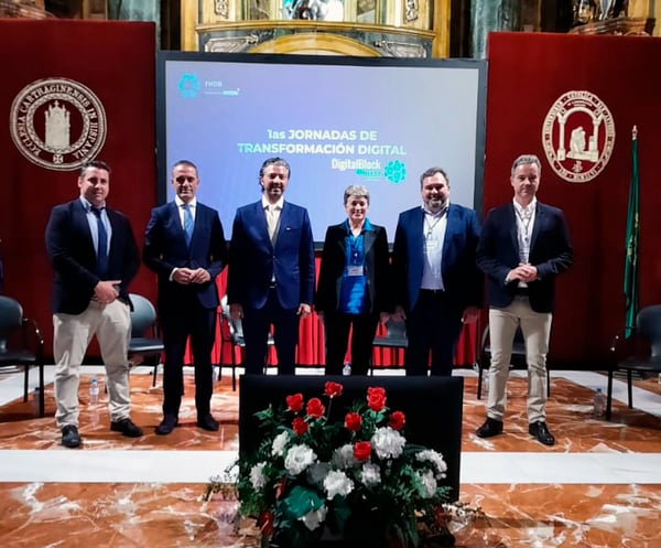 Participantes de las jornadas DigitalBlock Murcia 2022 durante el acto inaugural en la UCAM