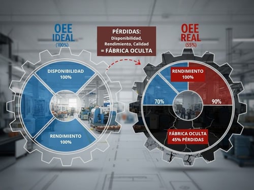 comparativa OEE real vs potencial fábrica oculta