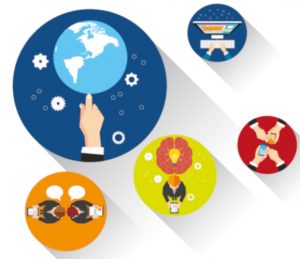 imagenNoticia01 iconos que representan digitalización, comunicación global, creatividad, colaboración