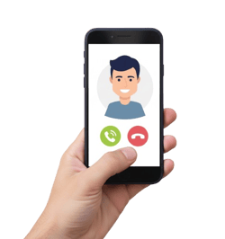 Llamada entrante en smartphone para contactar con Overtel y solicitar atención al cliente Llamada entrante en smartphone para contactar con Overtel y solicitar atención al cliente