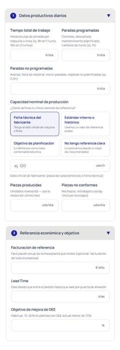 rellenar los datos para calcular oee rellenar los datos para calcular oee