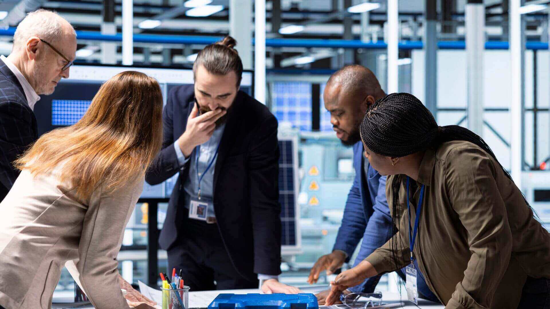 Equipo industrial trabajando en una estrategia digital basada en datos y sistemas en entorno B2B.