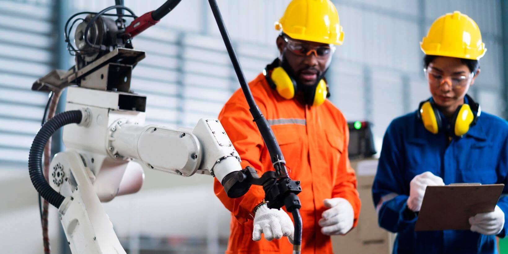 Operario en entorno industrial aplicando tecnologías de la Industria 4.0