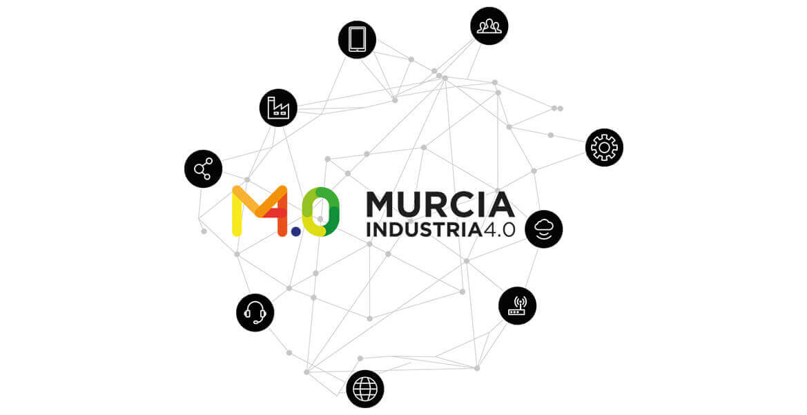 Logotipo de Murcia Industria 4.0 con iconos
